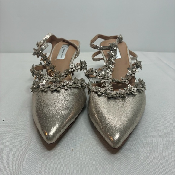 INC International Concepts Gold Metallic Floral Heels Women’s Size 8 - Picture 4 of 16